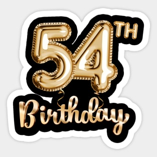 54th Birthday Gifts - Party Balloons Gold Sticker